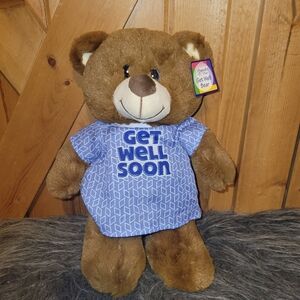Progressive Plush Get Well Soon Teddy Bear Brown 12" Hospital Gown NWT